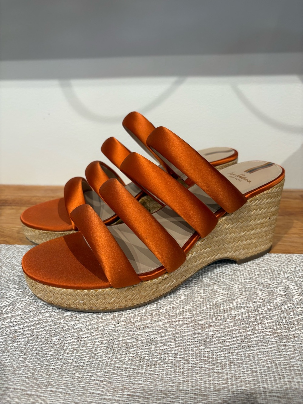 Sam Edelman Yuki Strappy Orange Platform Wedge Sandals 8 1/2